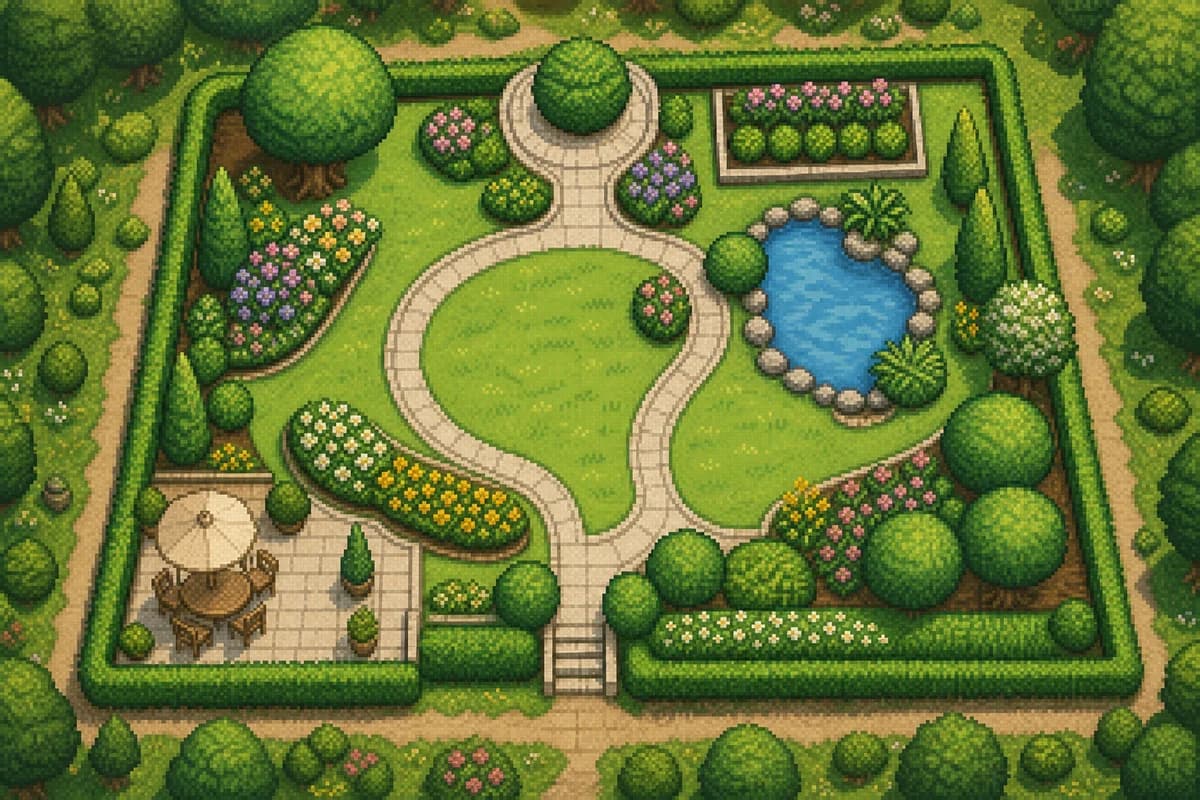 Schön gestalteter Privatgarten